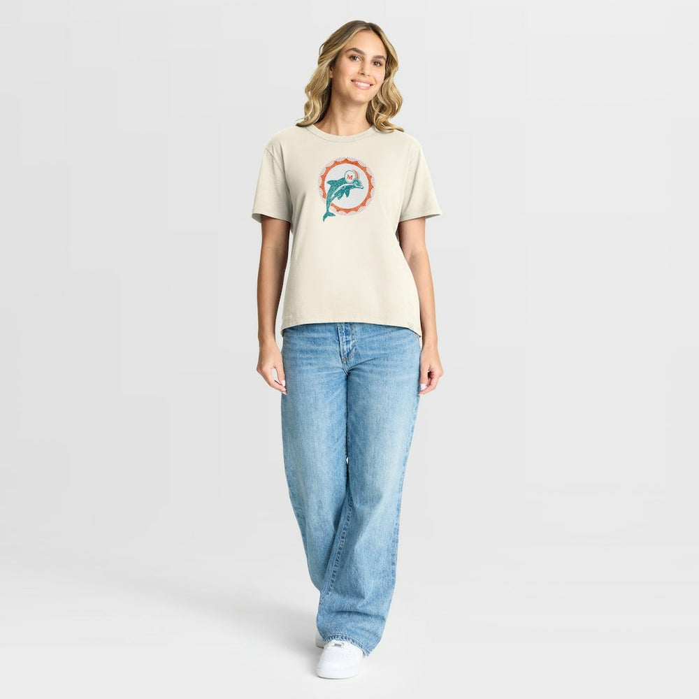 Miami Dolphins Women's Dove Legacy T-Shirt Cream - Fanatics