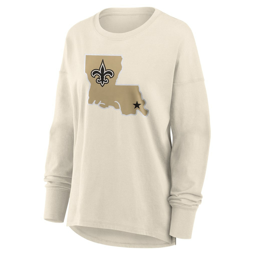 New Orleans Saints Women's Dove Legacy Long Sleeve T-Shirt Cream - Fanatics