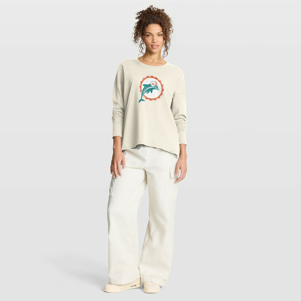 Miami Dolphins Women's Dove Legacy Long Sleeve T-Shirt Cream - Fanatics