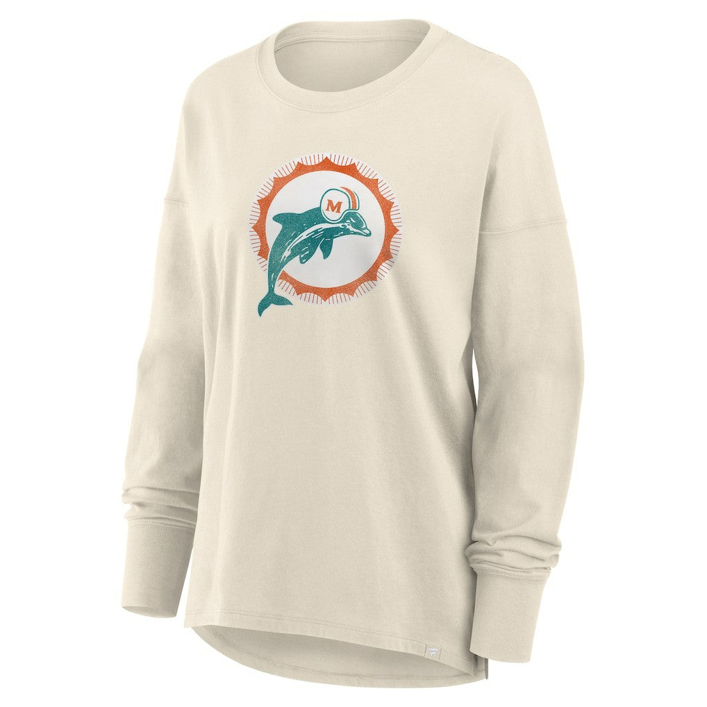 Miami Dolphins Women's Dove Legacy Long Sleeve T-Shirt Cream - Fanatics