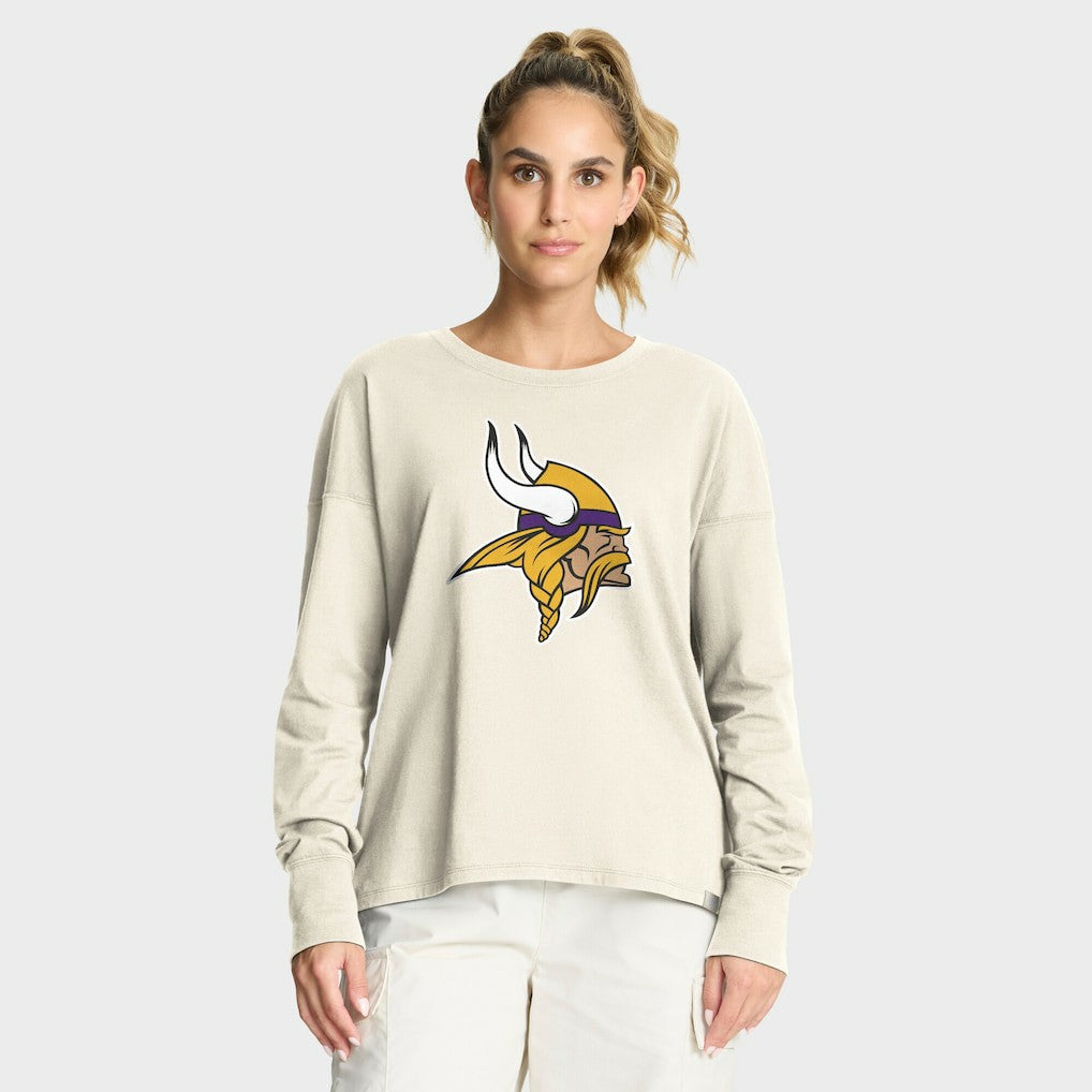 Minnesota Vikings Women's Dove Legacy Long Sleeve T-Shirt Cream - Fanatics