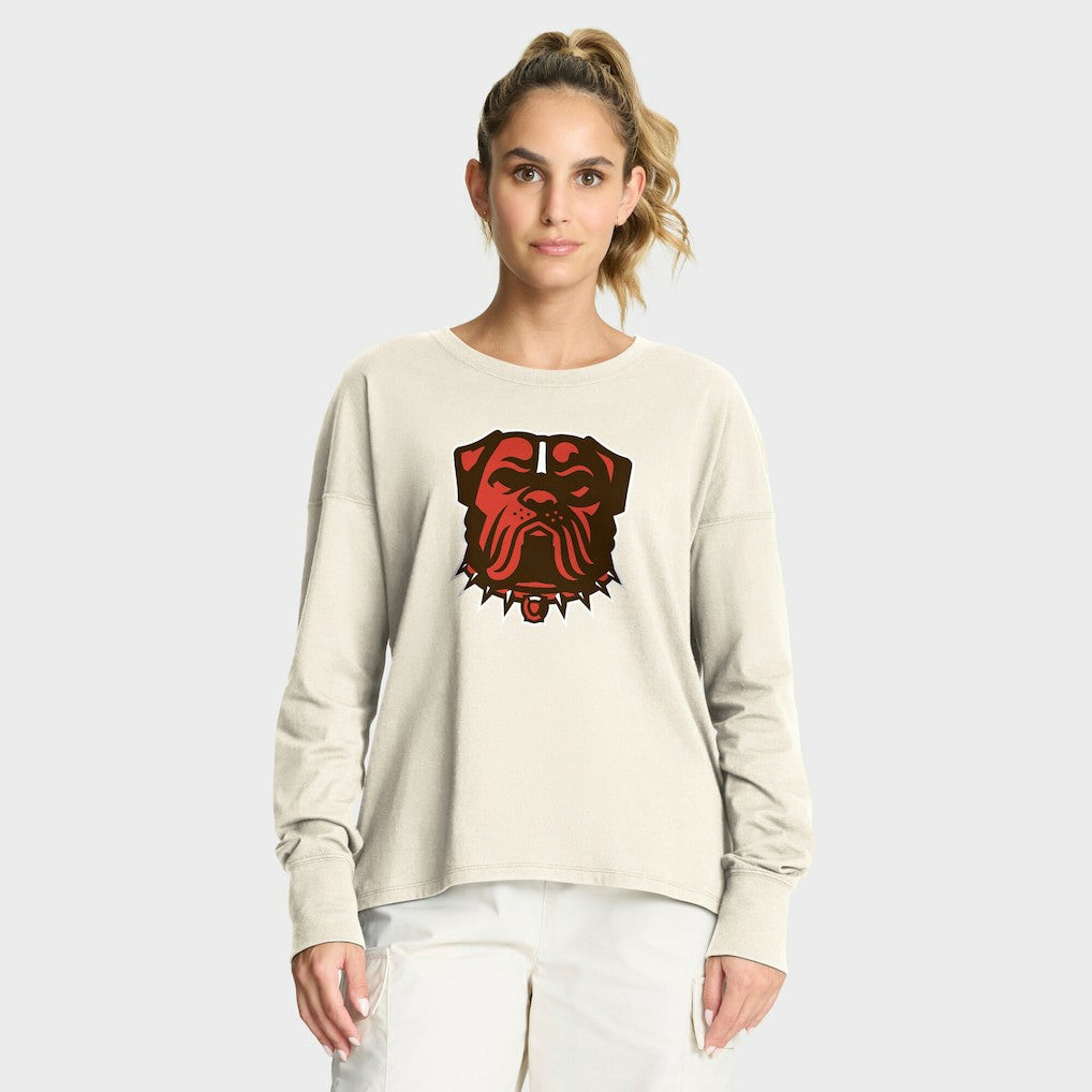 Cleveland Browns Women's Dove Legacy Long Sleeve T-Shirt Cream - Fanatics