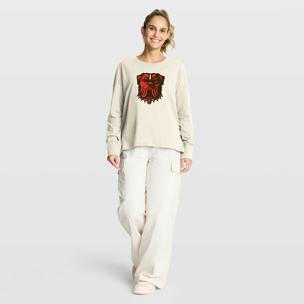 Cleveland Browns Women's Dove Legacy Long Sleeve T-Shirt Cream - Fanatics