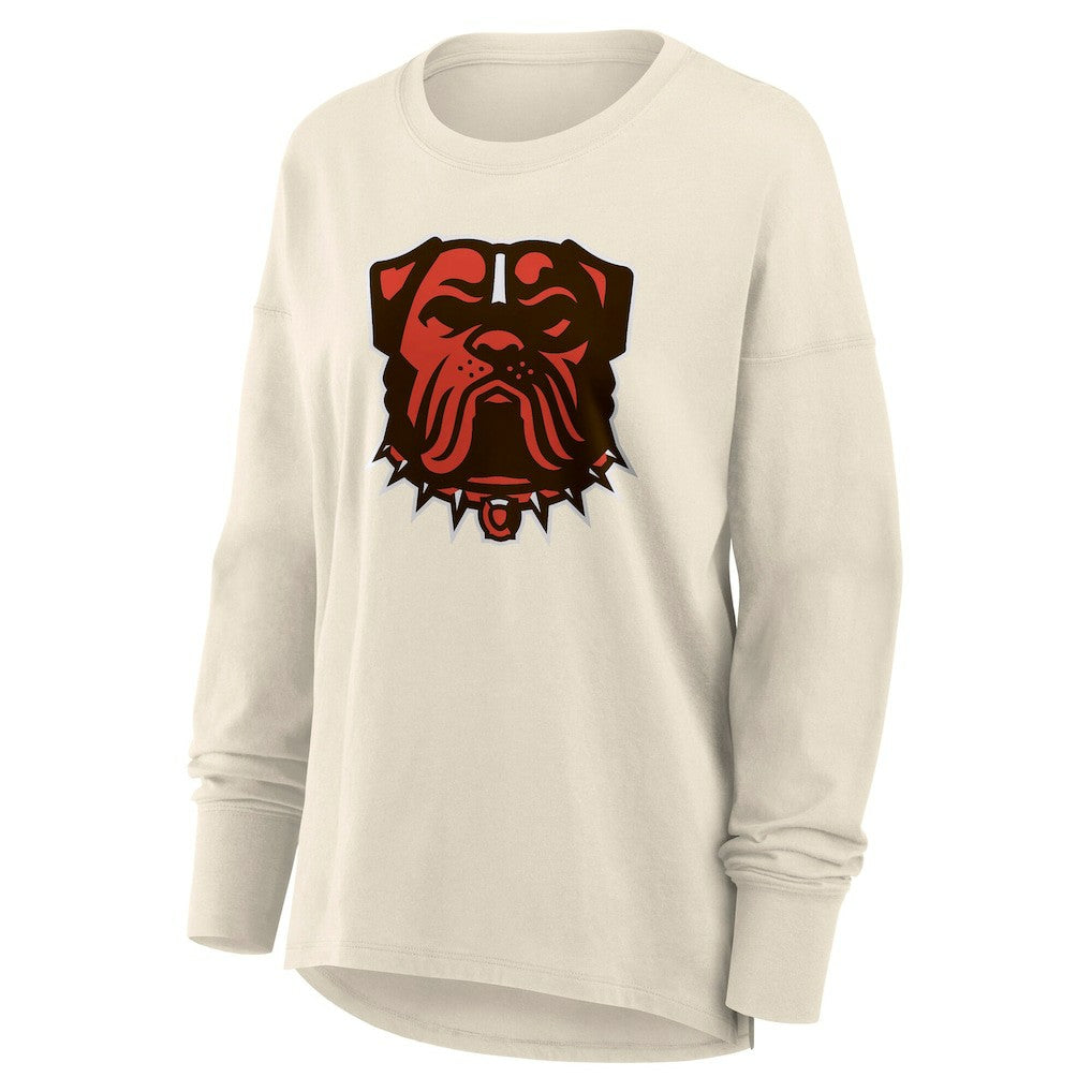 Cleveland Browns Women's Dove Legacy Long Sleeve T-Shirt Cream - Fanatics
