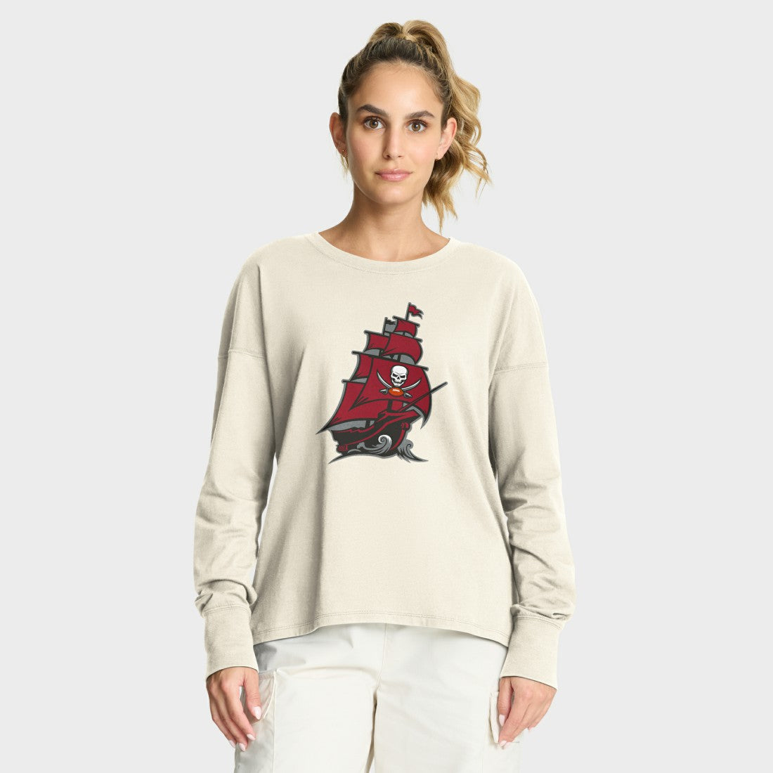 Tampa Bay Buccaneers Women's Dove Legacy Long Sleeve T-Shirt Cream - Fanatics