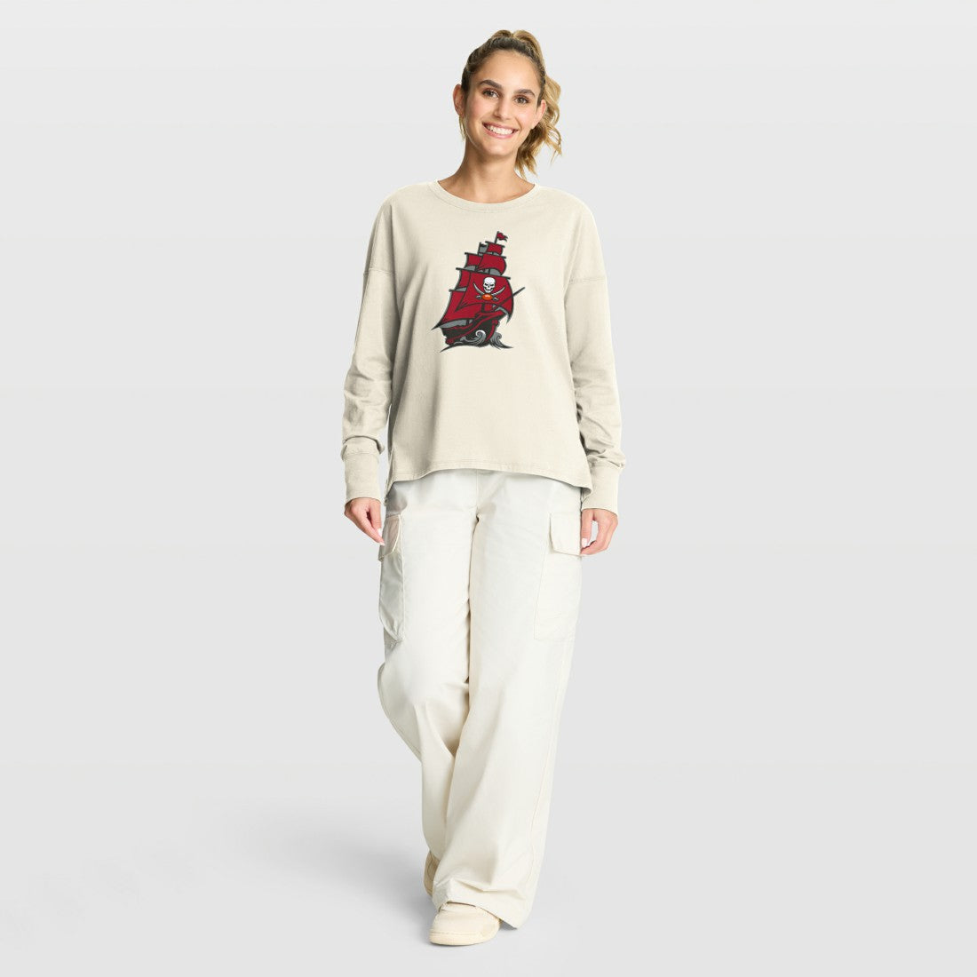 Tampa Bay Buccaneers Women's Dove Legacy Long Sleeve T-Shirt Cream - Fanatics