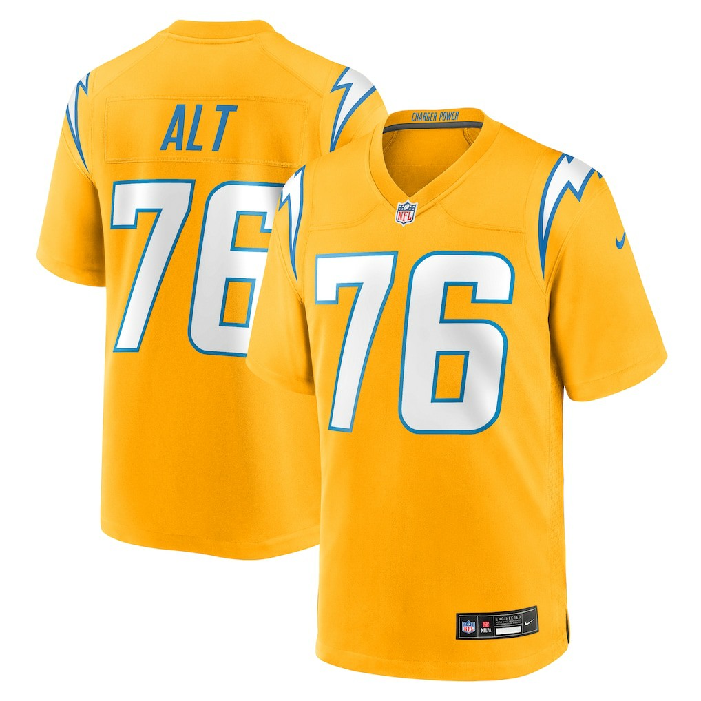 Joe Alt Los Angeles Chargers Alternate Charger Power Game Player Jersey Gold - Nike