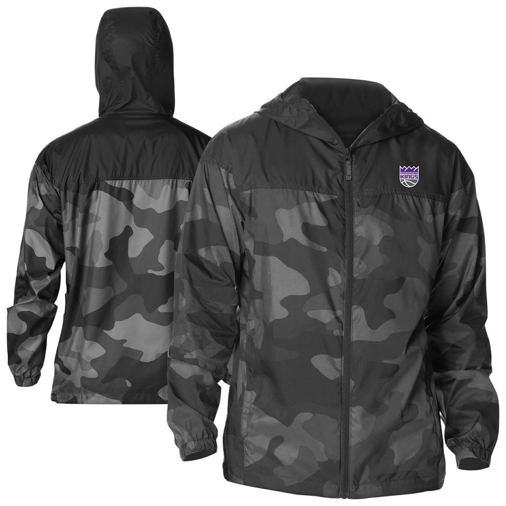 Columbia - Sacramento Kings Camo Flash Challenger Windbreaker Full-Zip Jacket - Black