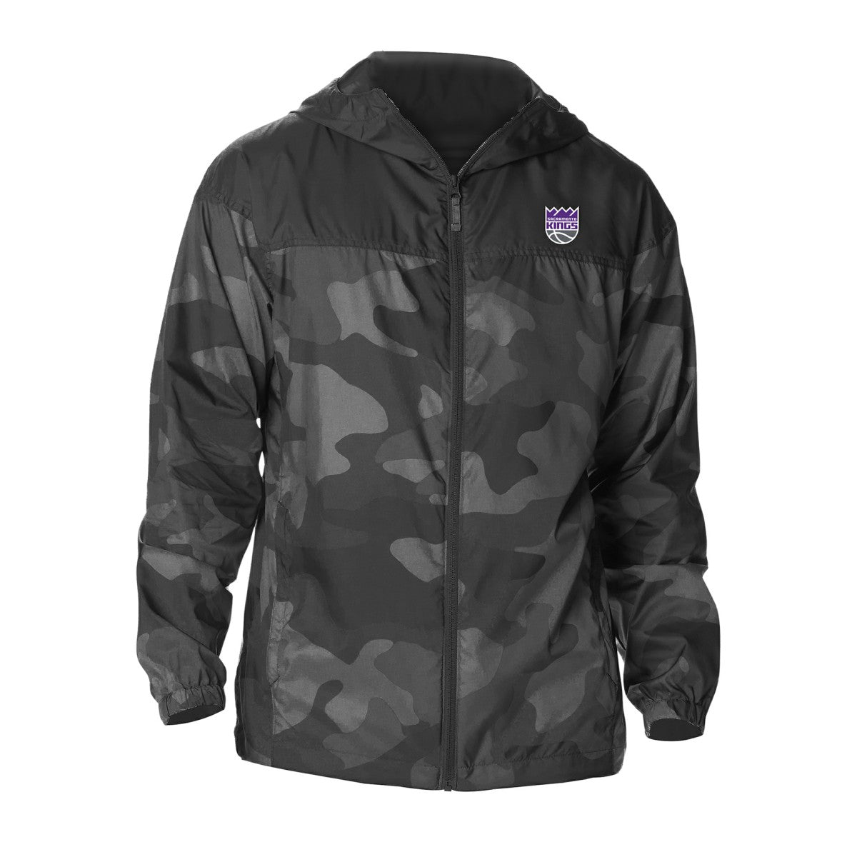 Columbia - Sacramento Kings Camo Flash Challenger Windbreaker Full-Zip Jacket - Black