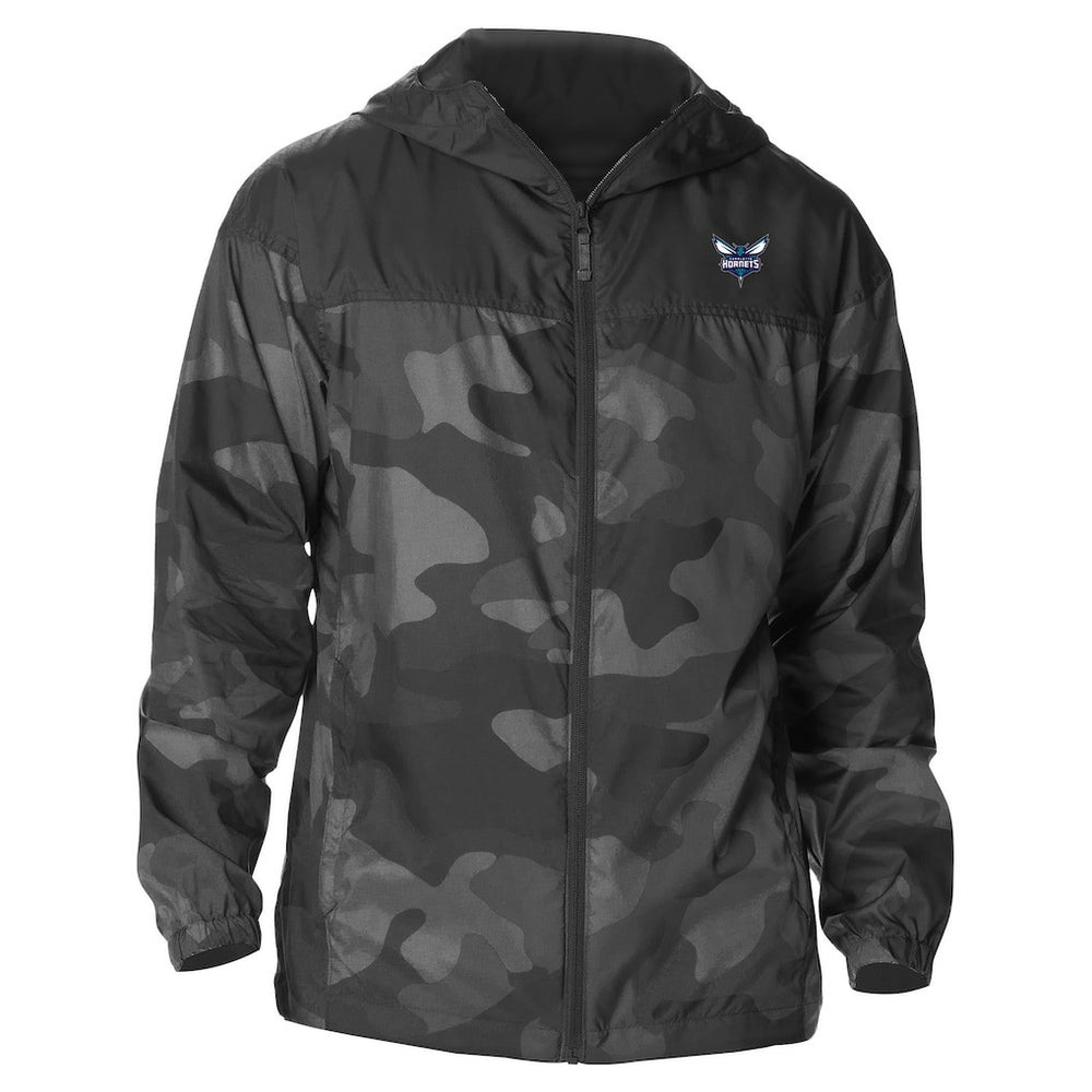 Columbia - Charlotte Hornets Camo Flash Challenger Windbreaker Full-Zip Jacket - Black