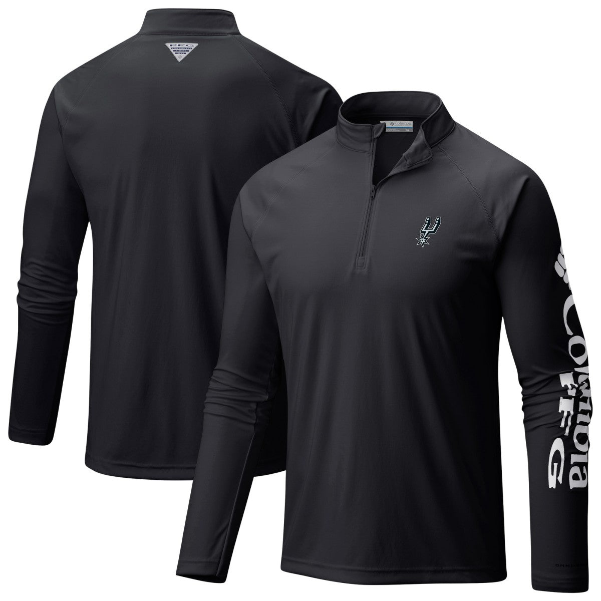Columbia - San Antonio Spurs Terminal Tackle Raglan Omni-Shade Quarter-Zip Jacket - Black