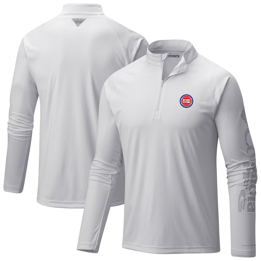 Columbia - Detroit Pistons Terminal Tackle Raglan Omni-Shade Quarter-Zip Jacket - White