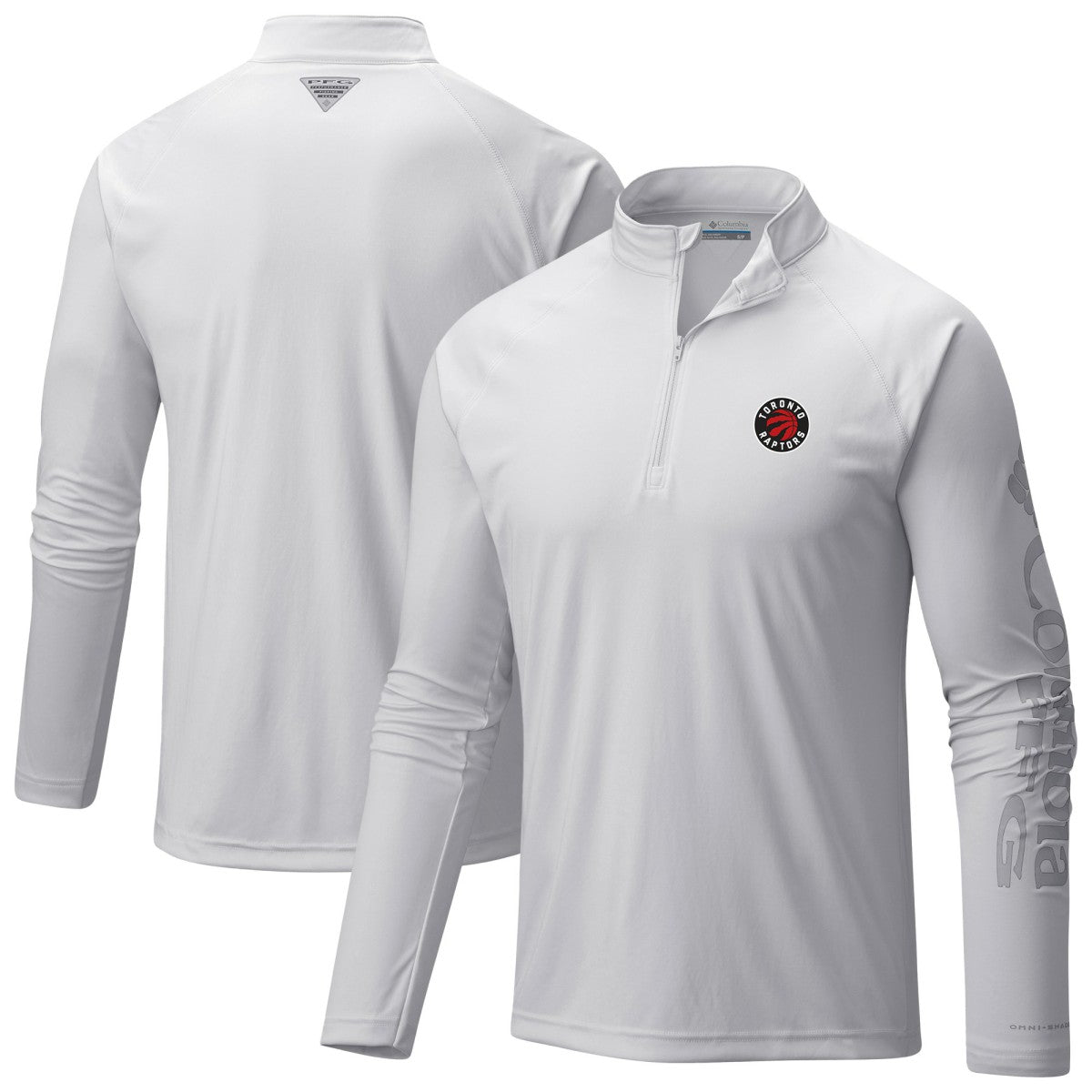 Columbia - Toronto Raptors Terminal Tackle Raglan Omni-Shade Quarter-Zip Jacket - White