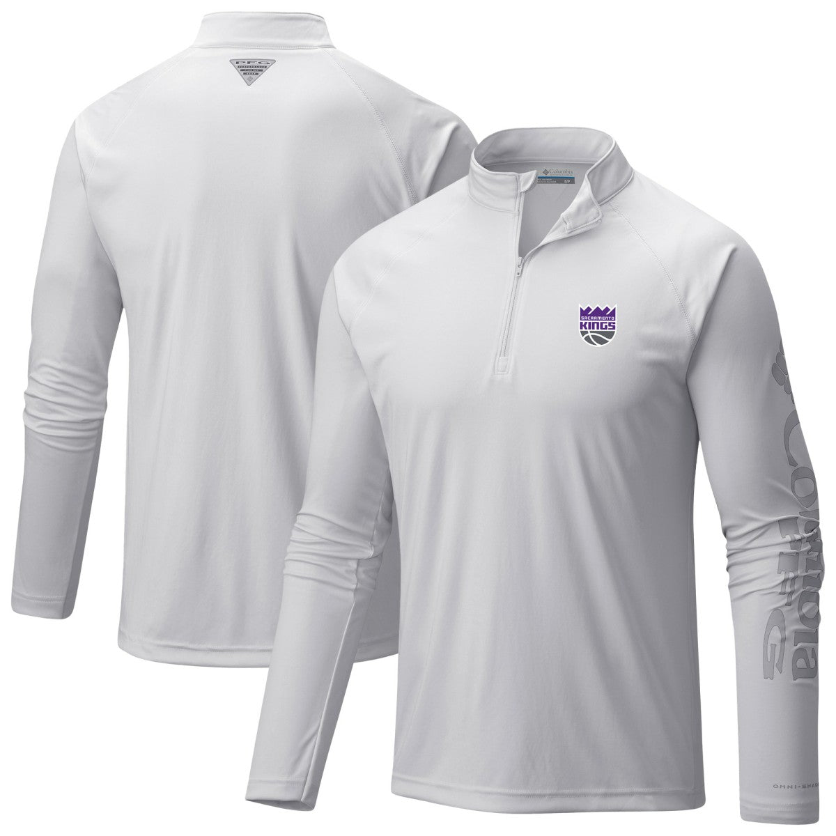 Columbia - Sacramento Kings Terminal Tackle Raglan Omni-Shade Quarter-Zip Jacket - White