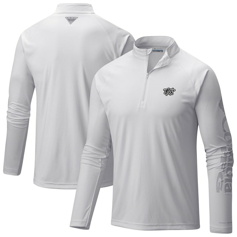 Columbia - Brooklyn Nets Terminal Tackle Raglan Omni-Shade Quarter-Zip Jacket - White