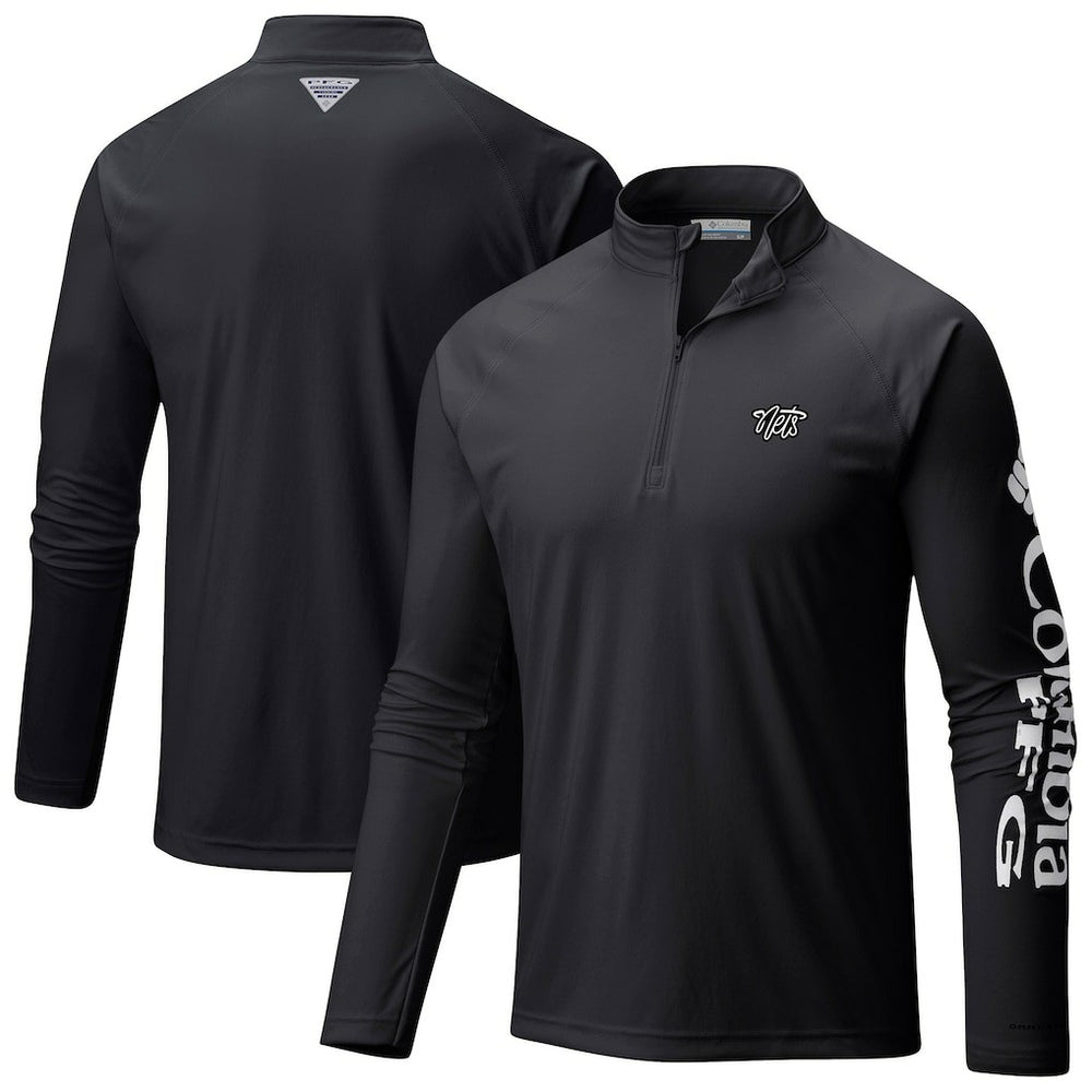Columbia - Brooklyn Nets Terminal Tackle Raglan Omni-Shade Quarter-Zip Jacket - Black