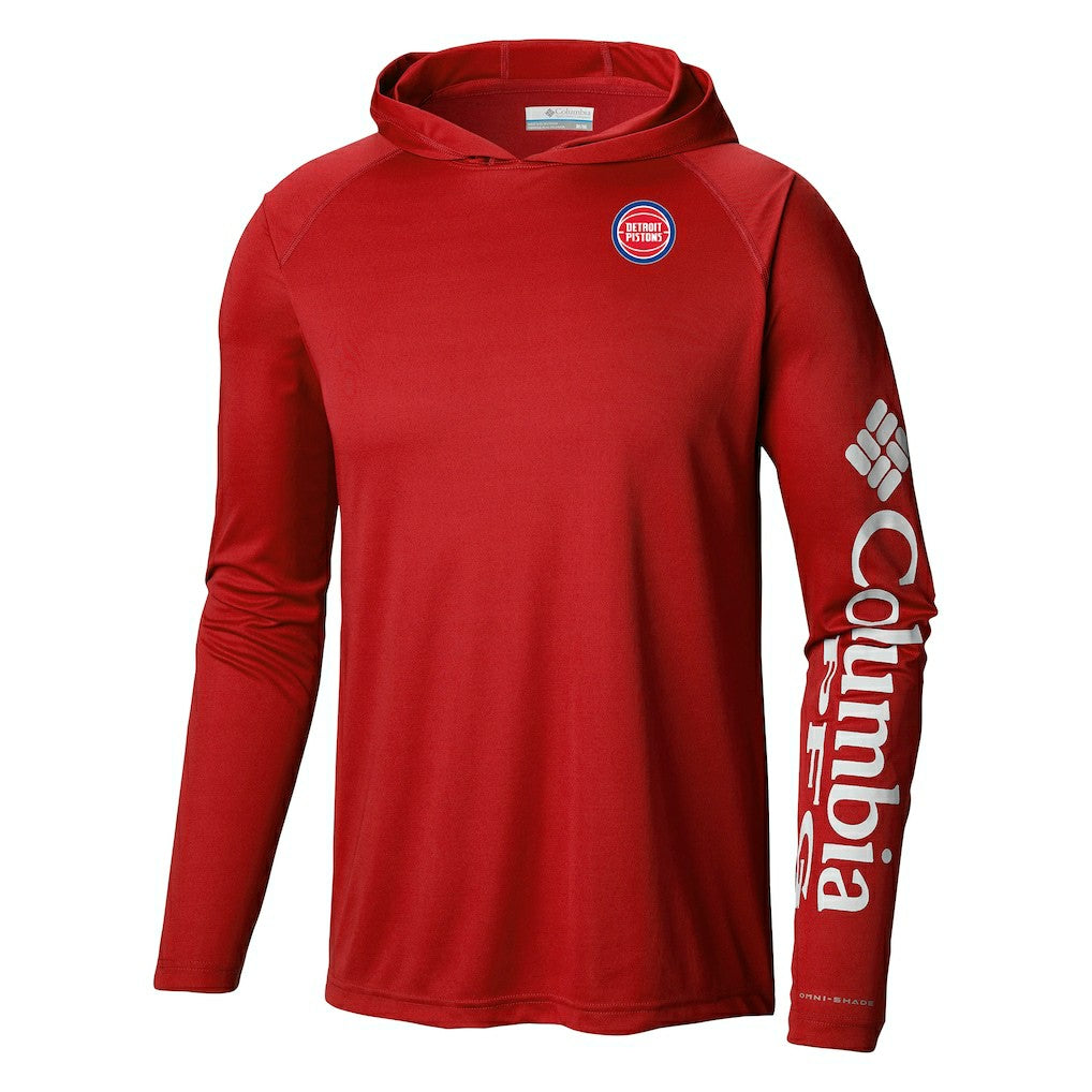 Columbia - Detroit Pistons Terminal Tackle Long Sleeve Hoodie T-Shirt - Red