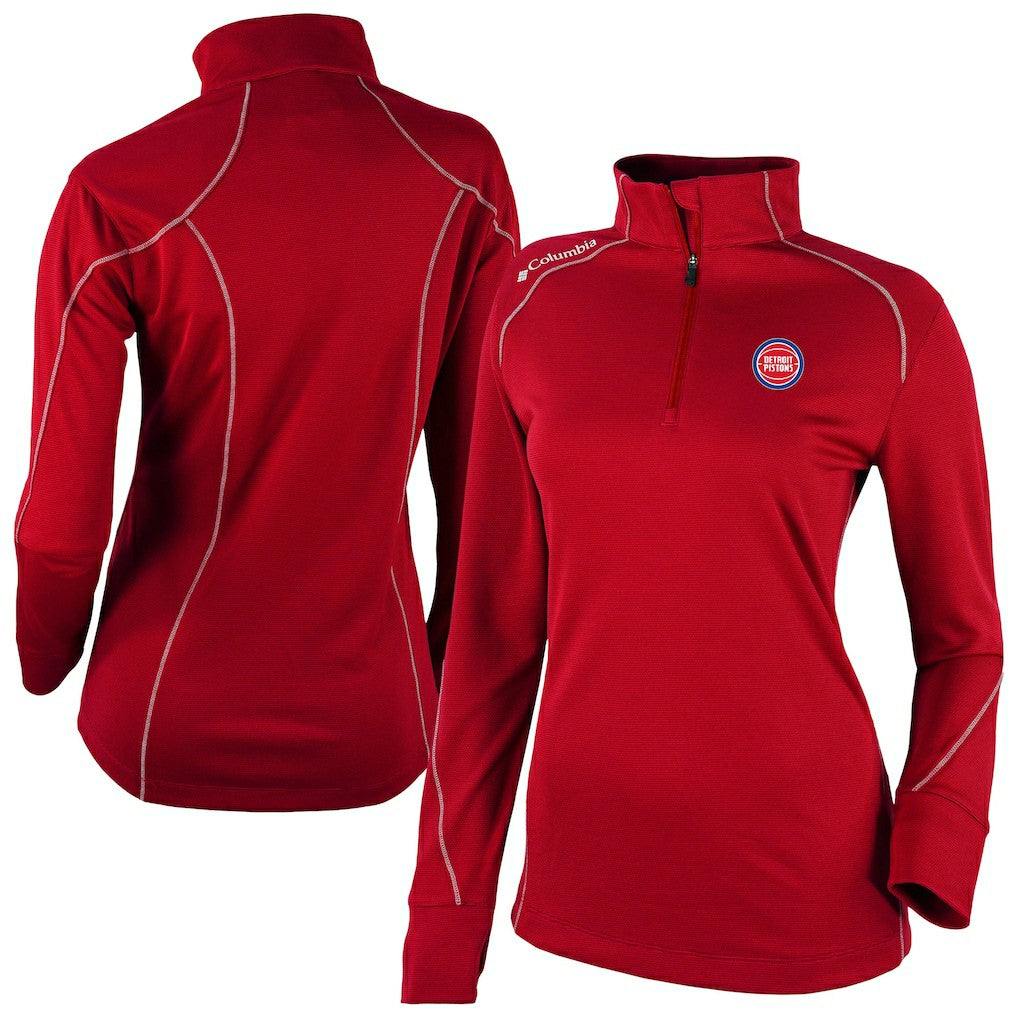 Columbia - Detroit Pistons Women's Omni-Wick Shotgun 2.0 Quarter-Zip Pullover Top - Red