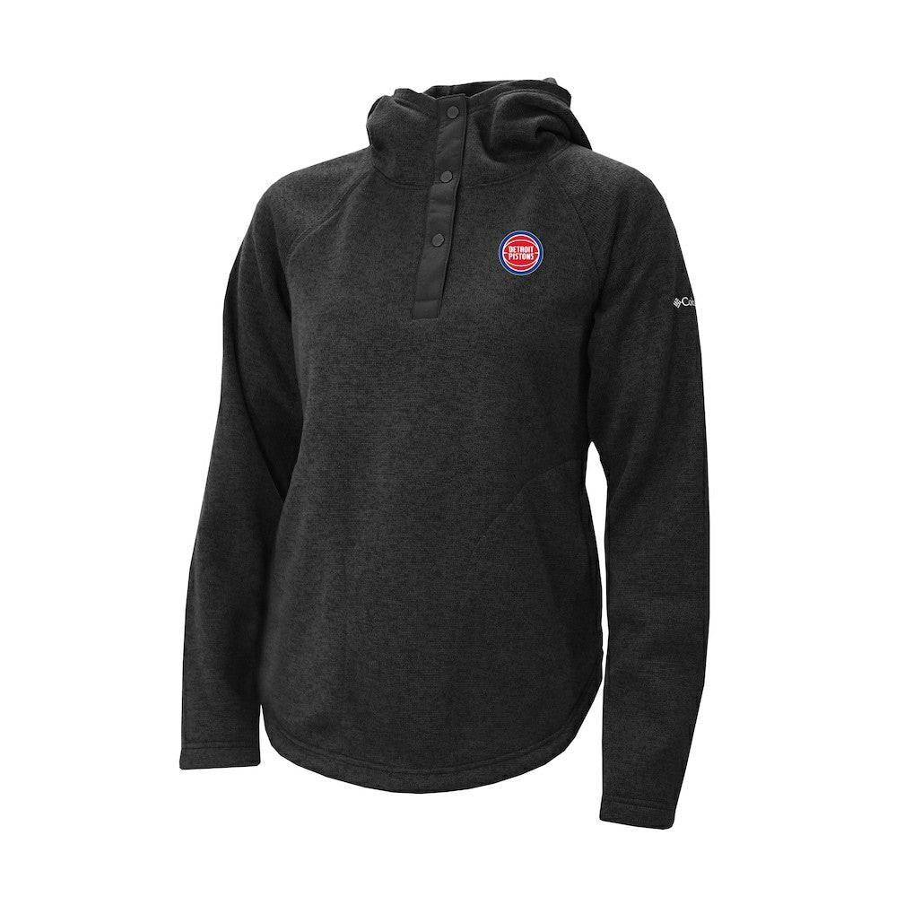Columbia - Detroit Pistons Women's Sweater Weather Quarter-Snap Hoodie - Black
