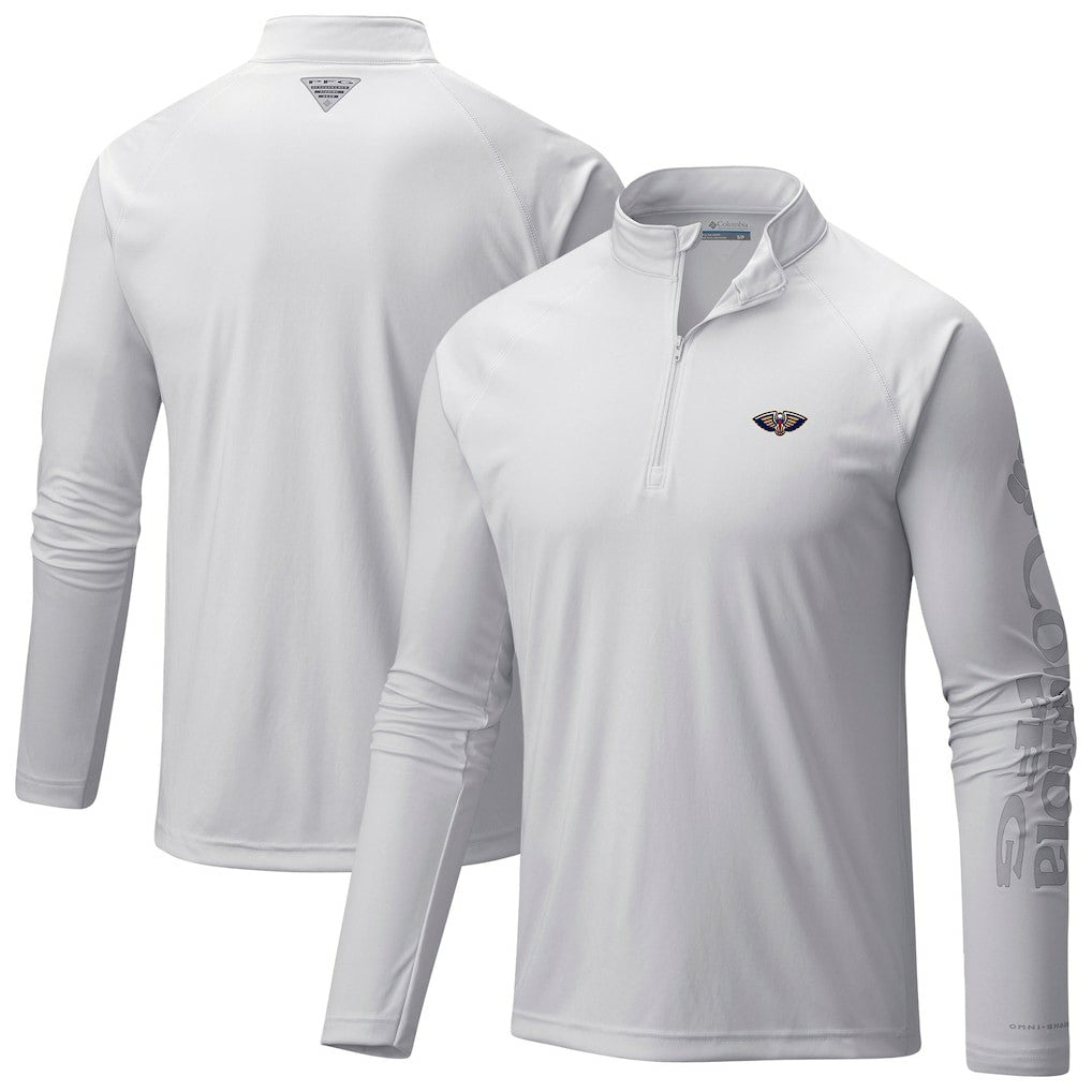 Columbia - New Orleans Pelicans PFG Terminal Tackle Quarter-Zip Top - White
