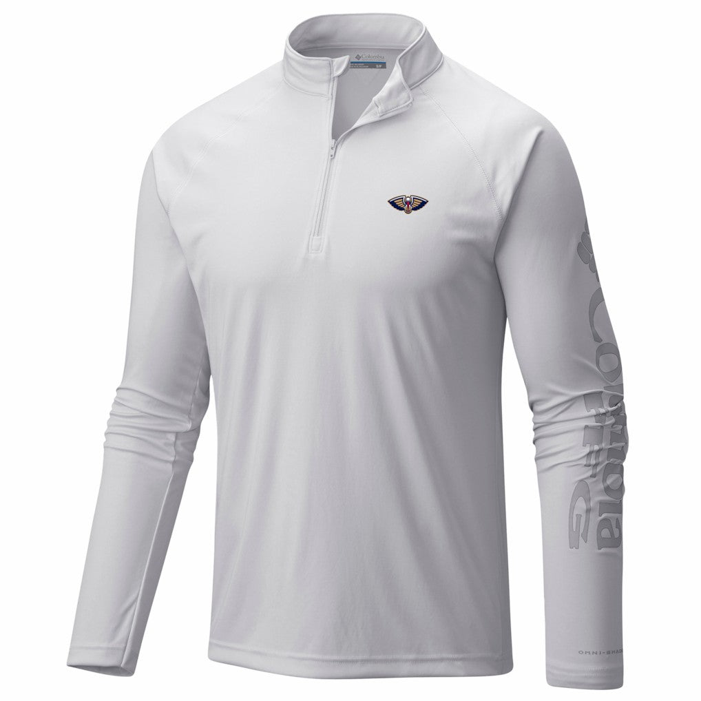Columbia - New Orleans Pelicans PFG Terminal Tackle Quarter-Zip Top - White