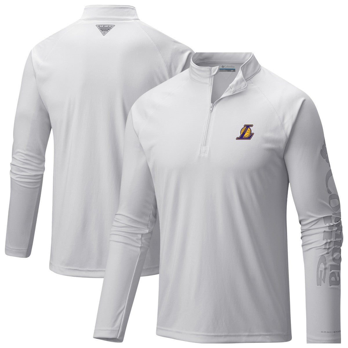 Columbia - Los Angeles Lakers PFG Terminal Tackle Quarter-Zip Top - White