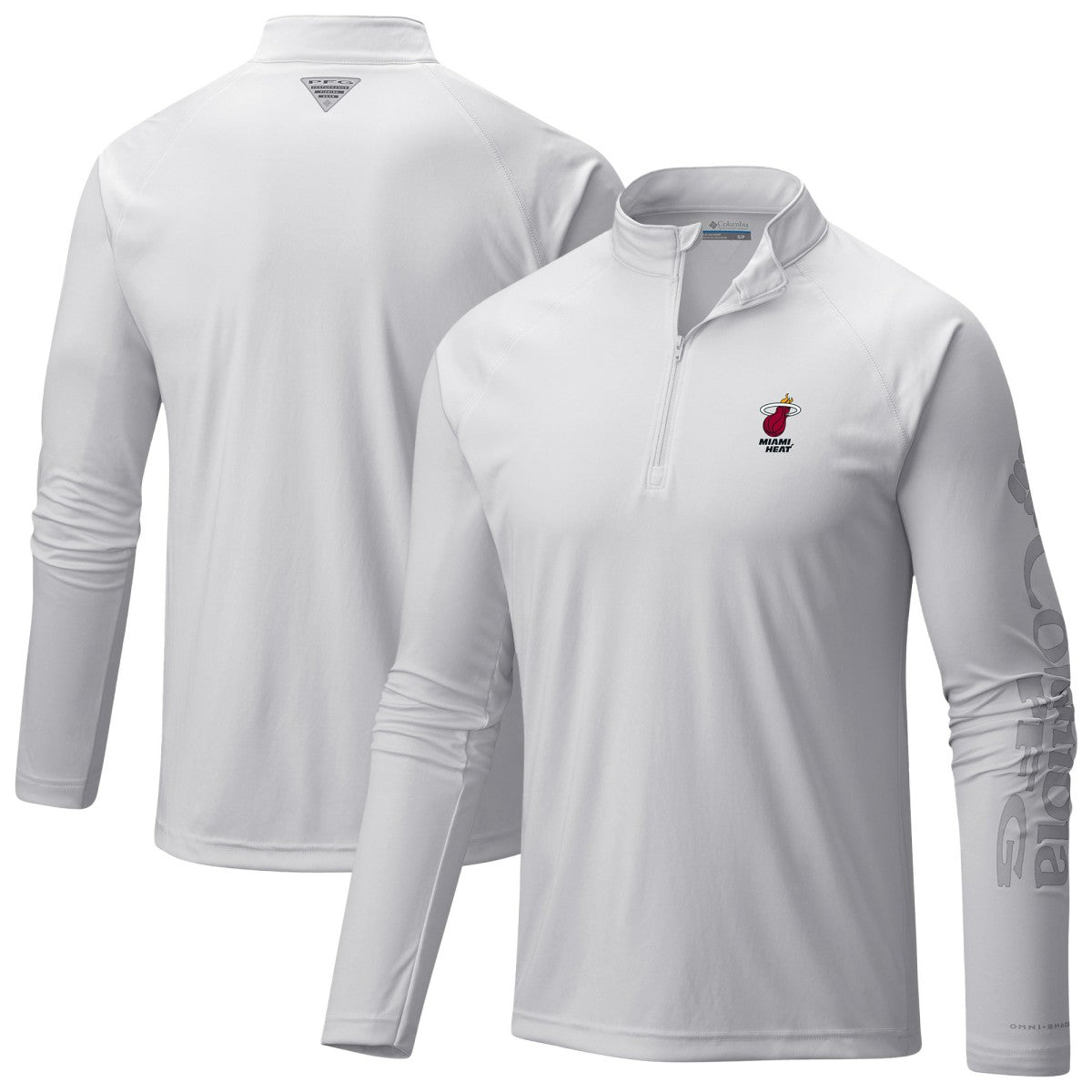 Columbia - Miami Heat PFG Terminal Tackle Quarter-Zip Top - White