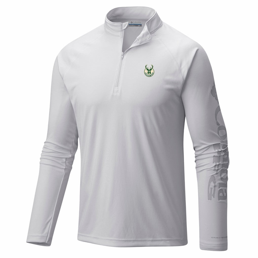 Columbia - Milwaukee Bucks PFG Terminal Tackle Quarter-Zip Top - White