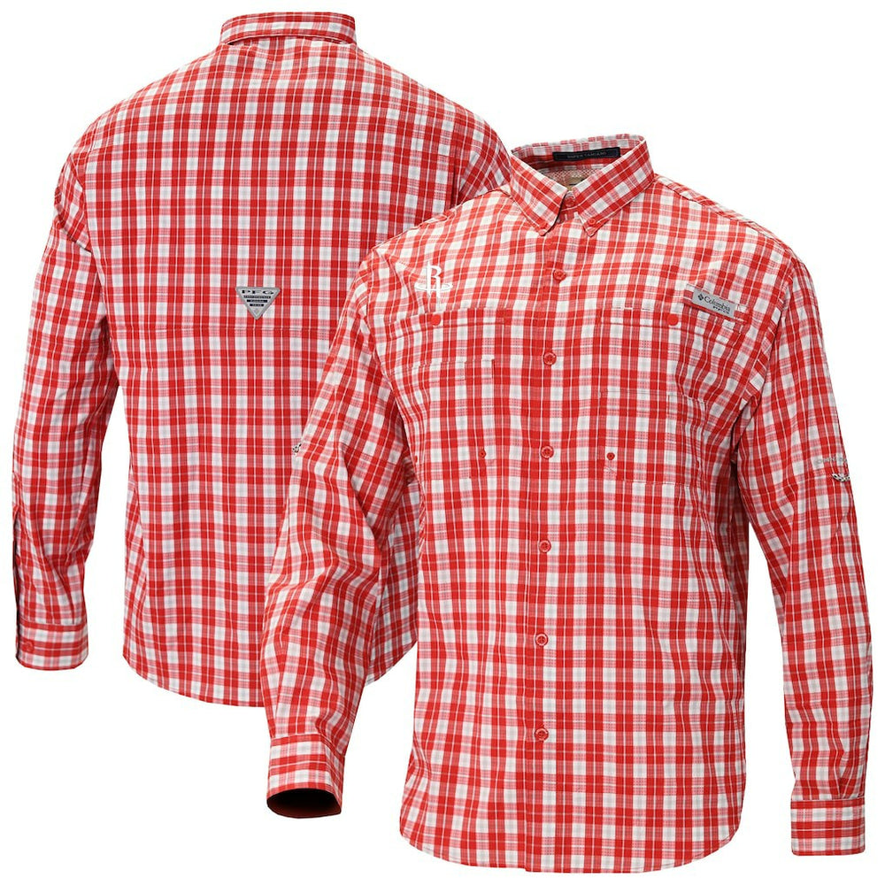 Columbia - Houston Rockets Super Tamiami Omni-Shade Long Sleeve Button-Down Shirt - Red