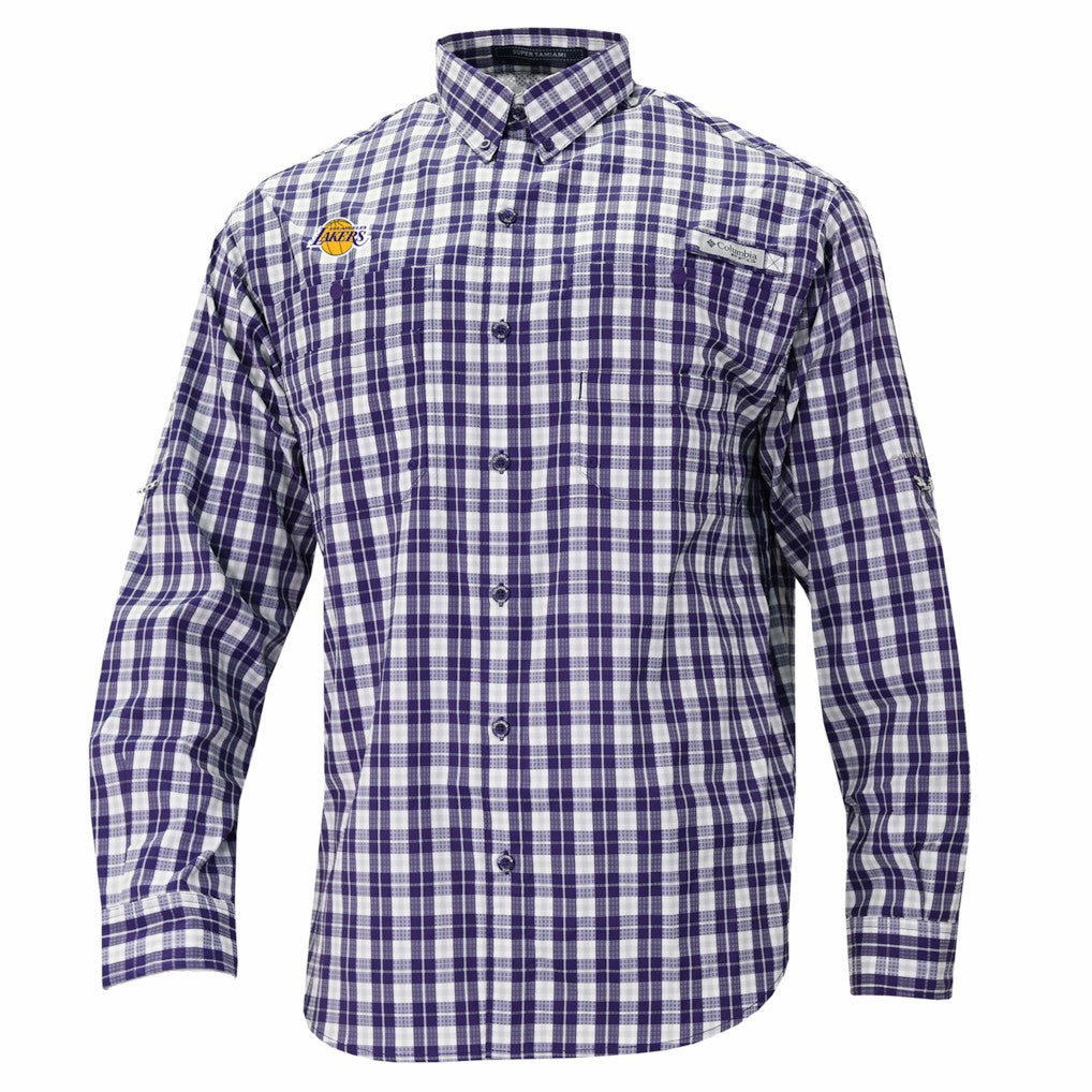 Columbia - Los Angeles Lakers Super Tamiami Omni-Shade Long Sleeve Button-Down Shirt - Purple