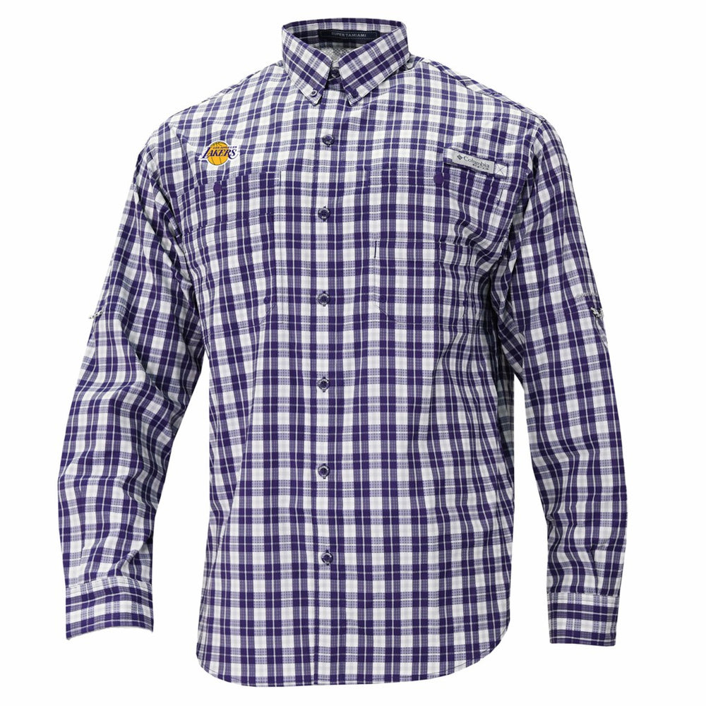 Columbia - Los Angeles Lakers Super Tamiami Omni-Shade Long Sleeve Button-Down Shirt - Purple