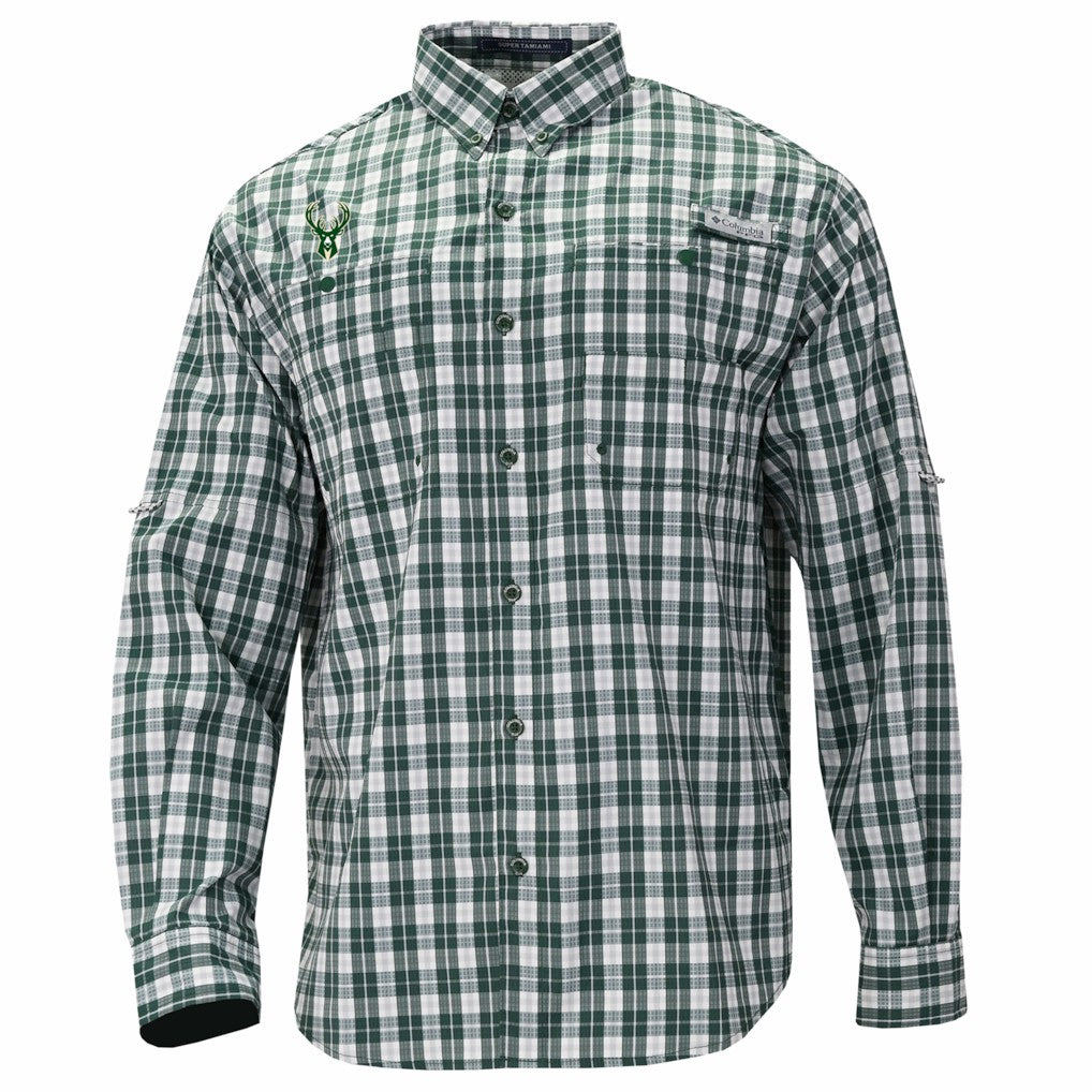 Columbia - Milwaukee Bucks Super Tamiami Omni-Shade Long Sleeve Button-Down Shirt - Green