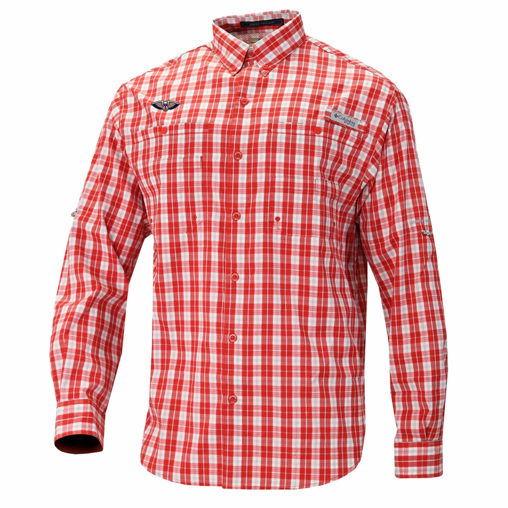Columbia - New Orleans Pelicans Super Tamiami Omni-Shade Long Sleeve Button-Down Shirt - Red