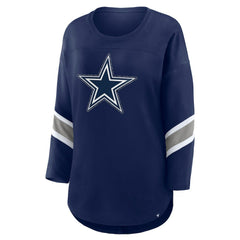 Dallas Cowboys Women's Redzone Bling 3/4-Sleeve T-Shirt Navy - Fanatics
