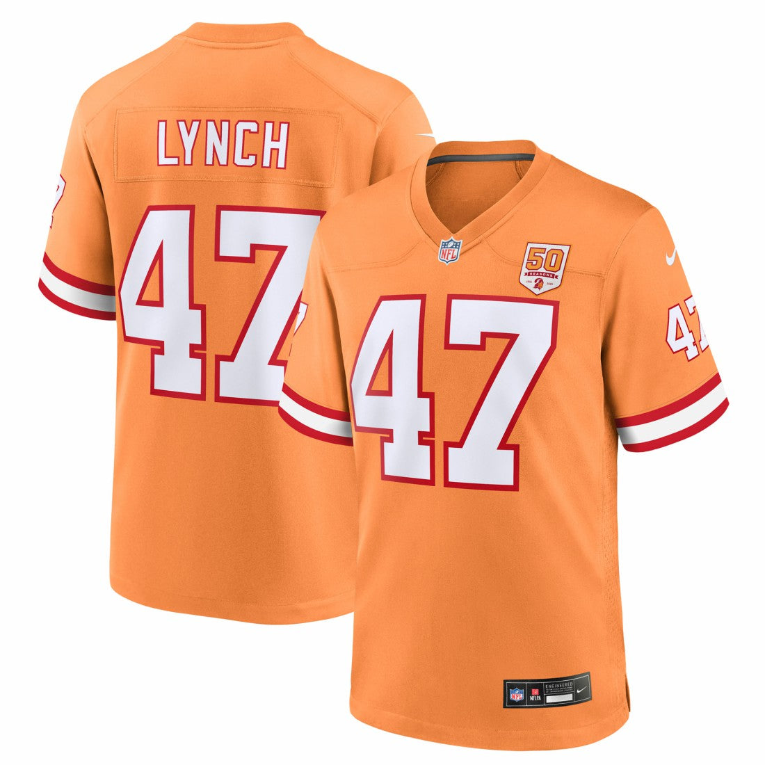 John Lynch Tampa Bay Buccaneers 50th Season Game Jersey Creamsicle - Nike