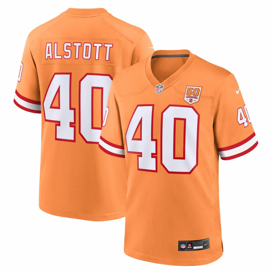 Mike Alstott Tampa Bay Buccaneers 50th Season Game Jersey Creamsicle - Nike