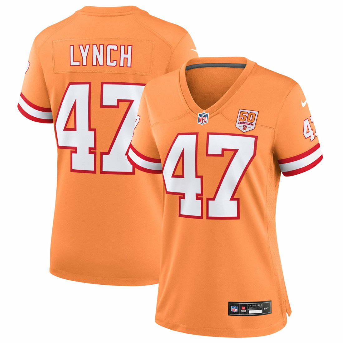 John Lynch Tampa Bay Buccaneers Women's 50th Season Game Jersey Creamsicle - Nike