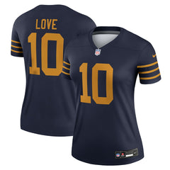 Jordan Love Green Bay Packers Women's The 1923 Classic Legend Player Dri-FIT Top Navy - Nike