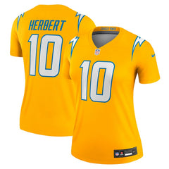 Justin Herbert Los Angeles Chargers Women's Alternate Charger Power Legend Player Performance Top Gold - Nike