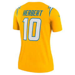 Justin Herbert Los Angeles Chargers Women's Alternate Charger Power Legend Player Performance Top Gold - Nike