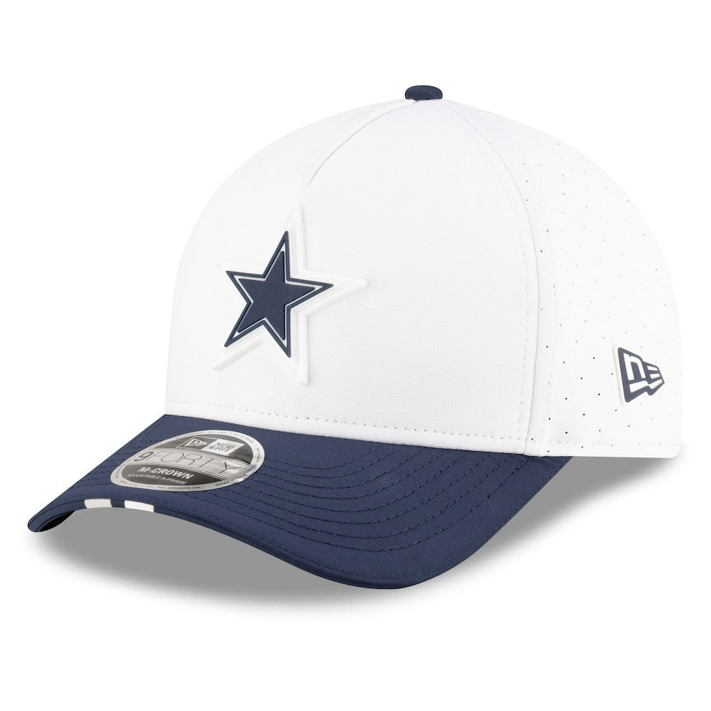 Dallas Cowboys New Era 2025 NFL Training Camp A-Frame 9FORTY Adjustable Hat White/Navy - NFL