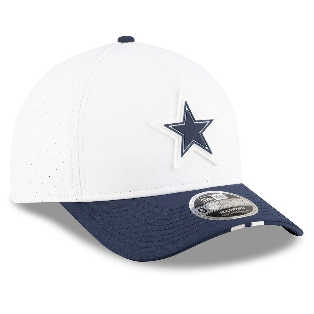 Dallas Cowboys New Era 2025 NFL Training Camp A-Frame 9FORTY Adjustable Hat White/Navy - NFL