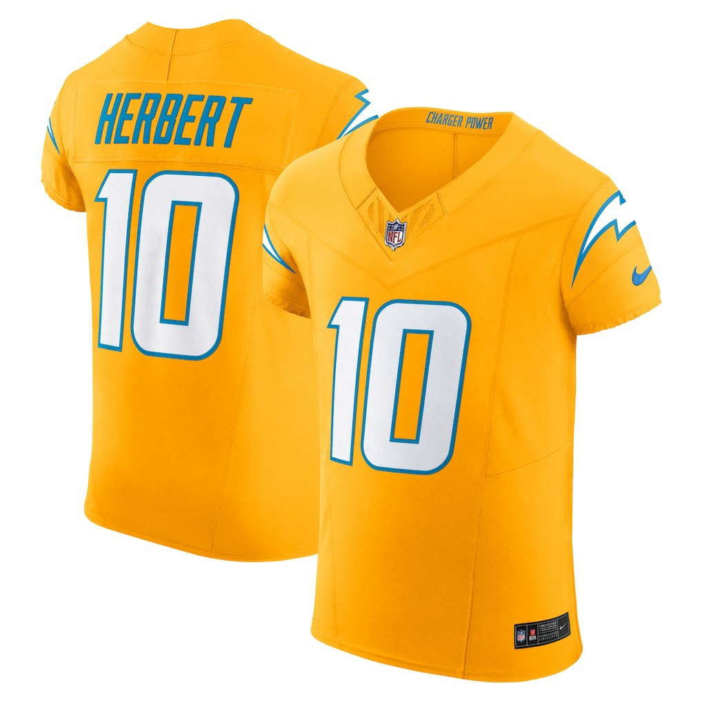 Justin Herbert Los Angeles Chargers Alternate Charger Power Vapor F.U.S.E. Elite Jersey Gold - Nike