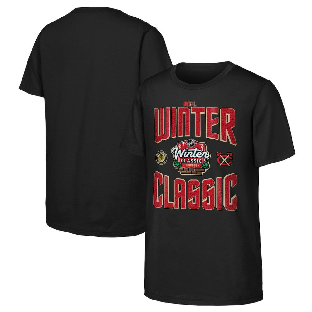 Chicago Blackhawks Youth 2025 NHL Winter Classic Game Day T-Shirt Black