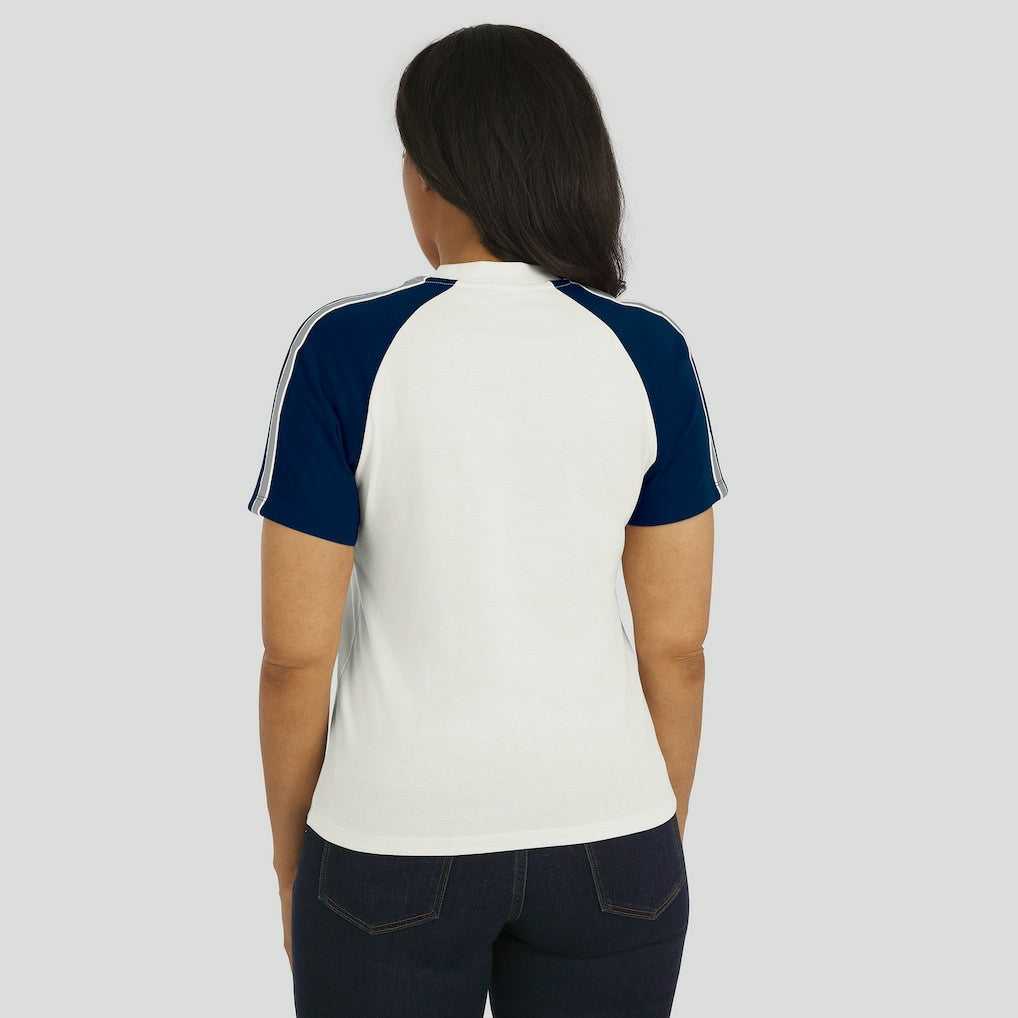 Dallas Cowboys WEAR by Erin Andrews Women's Sleeve Stripe Distressed Raglan T-Shirt White - NFL