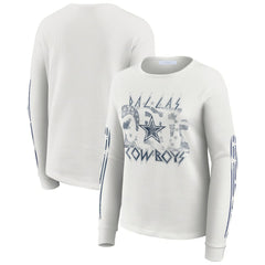 Dallas Cowboys WEAR by Erin Andrews Women's Graphic Waffle Long-Sleeve T-Shirt White - NFL