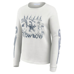 Dallas Cowboys WEAR by Erin Andrews Women's Graphic Waffle Long-Sleeve T-Shirt White - NFL