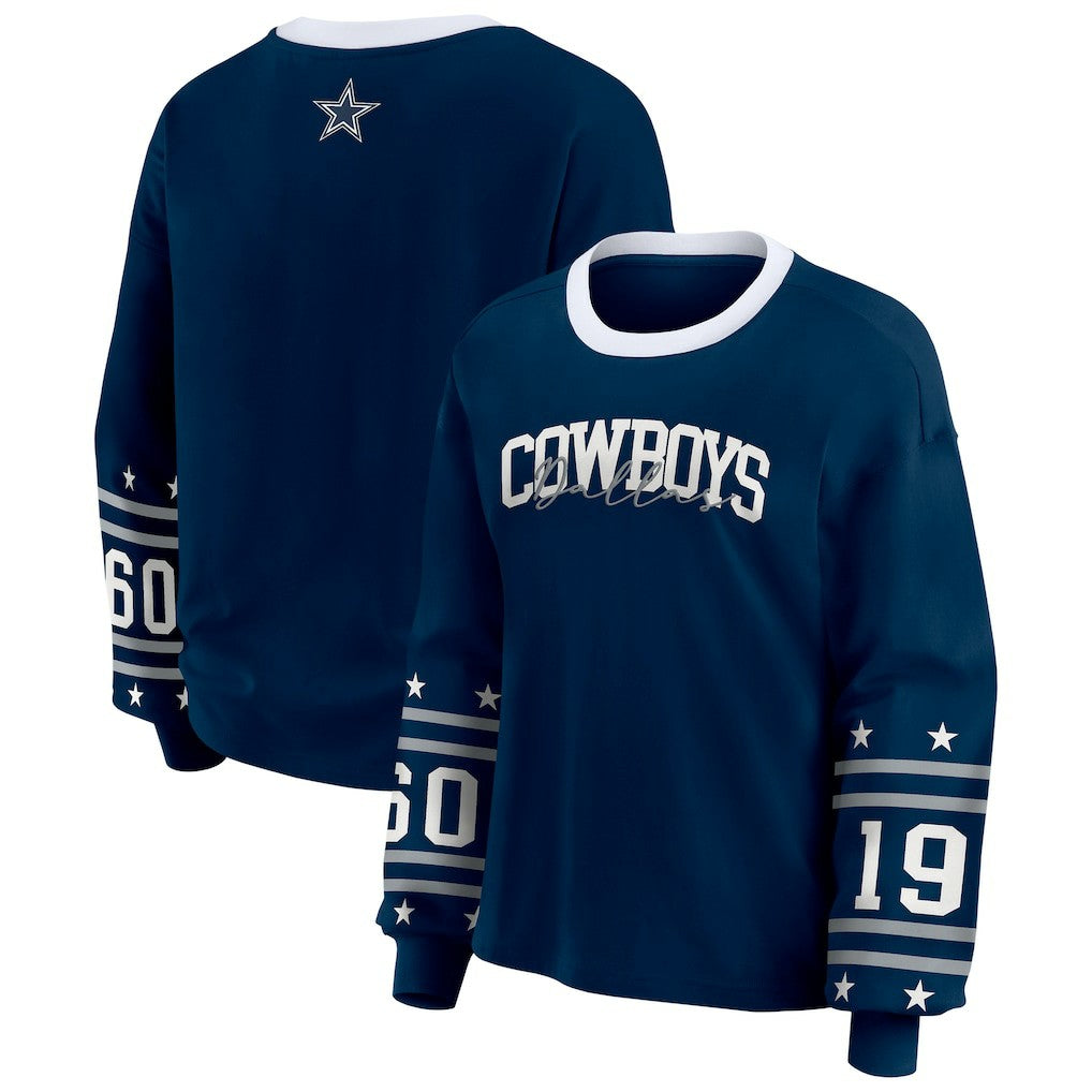 Dallas Cowboys WEAR by Erin Andrews Women's Sport Long-Sleeve T-Shirt Navy - NFL
