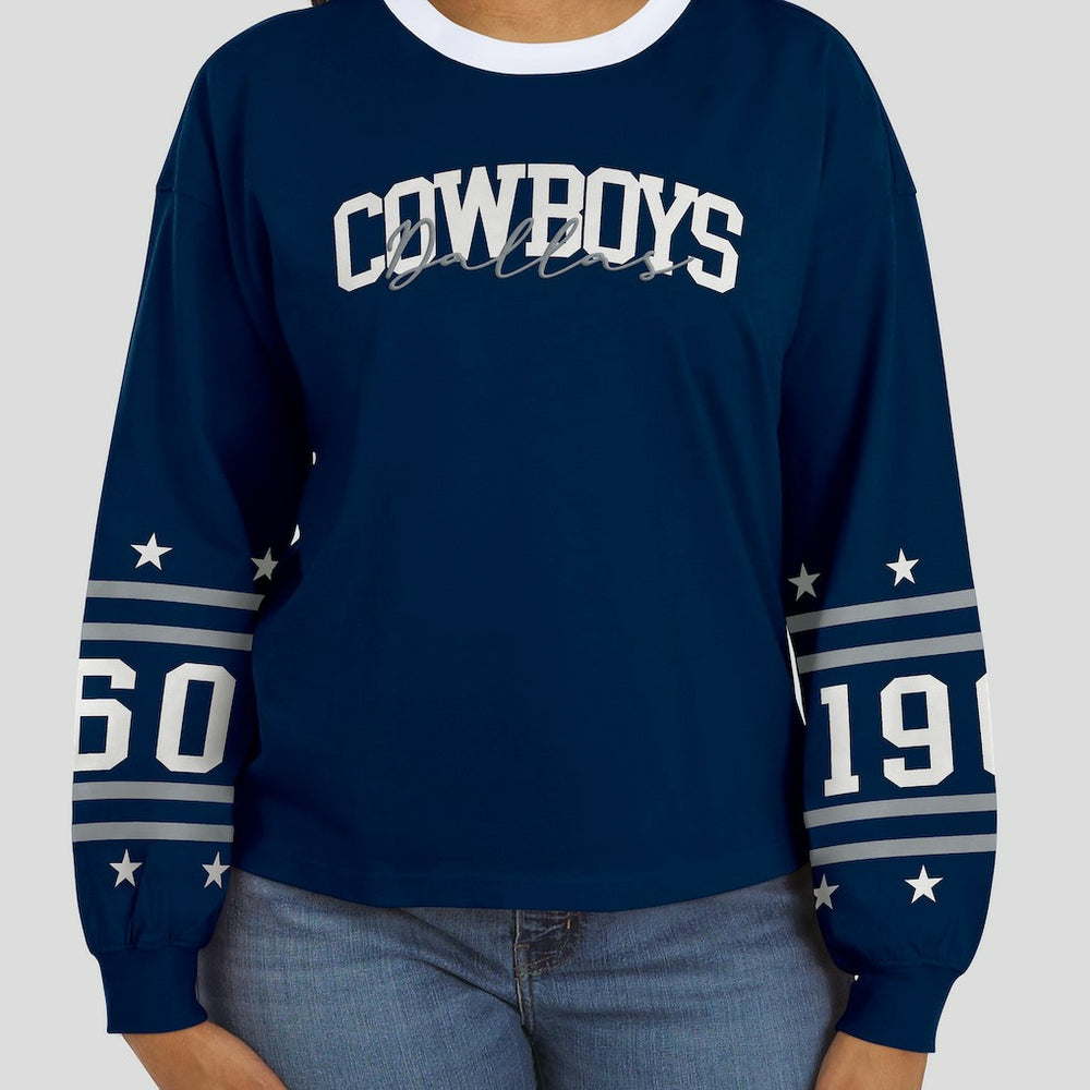 Dallas Cowboys WEAR by Erin Andrews Women's Sport Long-Sleeve T-Shirt Navy - NFL
