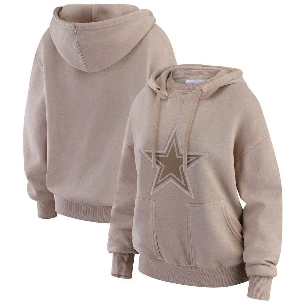 Dallas Cowboys WEAR by Erin Andrews Women's Washed Pullover Crewdie Tan - NFL